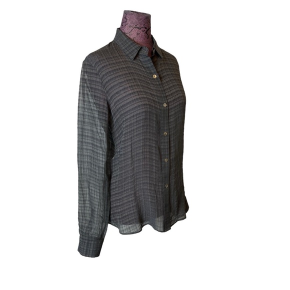 Theory Sz M Semi Sheer Silk Stripes Top - Picture 3 of 6